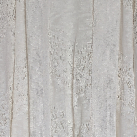 Elegant Womens (Large) Off-White/Cream Knit Crochet Lightweight Cardigan/Sweater - Picture 3 of 13